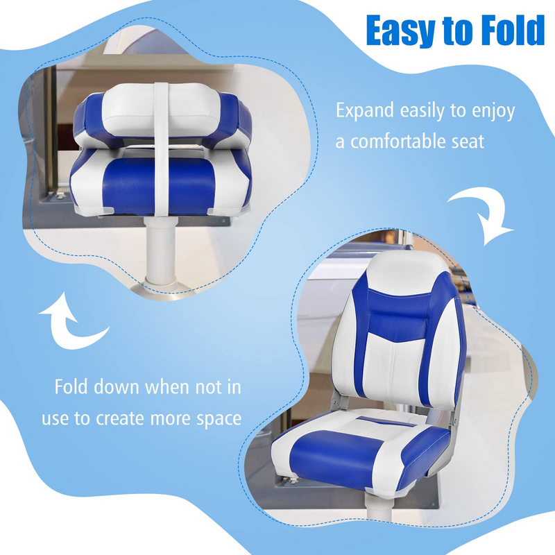 Load image into Gallery viewer, Goplus Low Back Boat Seat, Folding Fishing Seat with Thickened High-density Sponge Padding - GoplusUS
