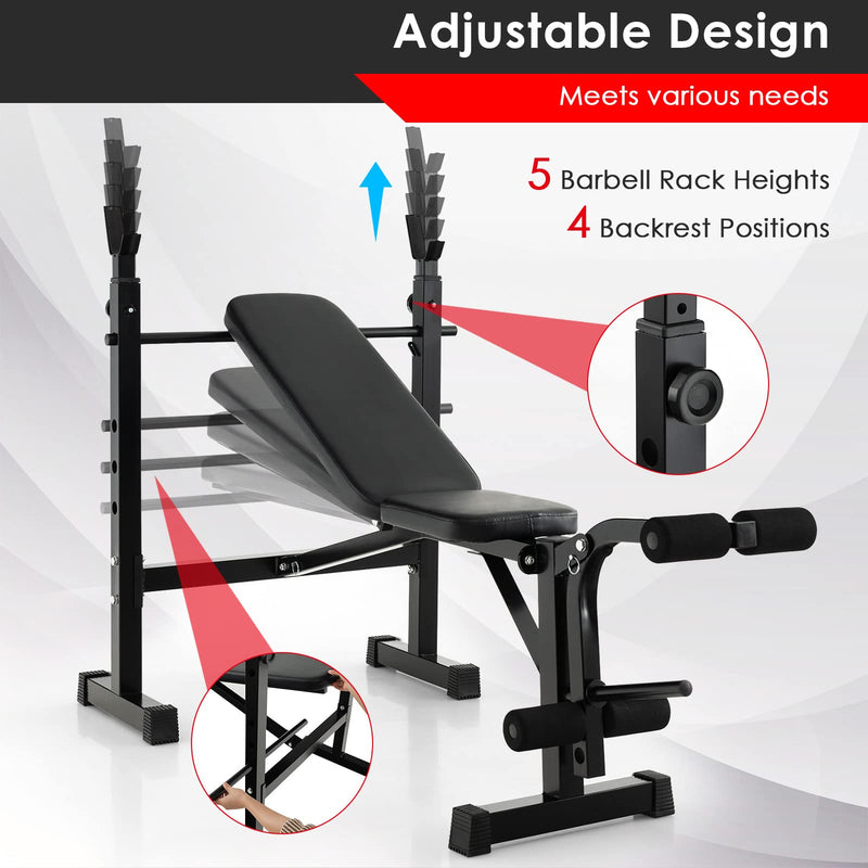 Load image into Gallery viewer, Goplus Adjustable Olympic Weight Bench Barbell Rack Set, Foldable Workout Bench Press Set with Leg Developer
