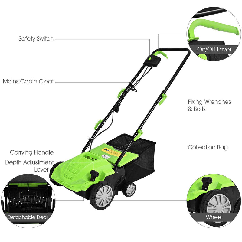 Load image into Gallery viewer, Goplus 2-in-1 Lawn Dethatcher 12Amp, 3 Level Depth Adjustable Weeder - GoplusUS
