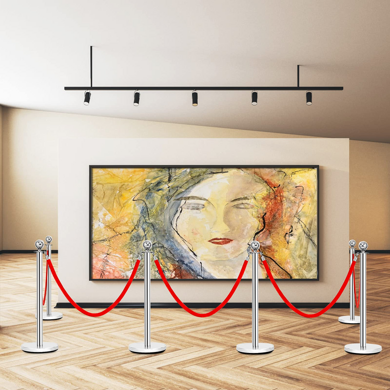 Load image into Gallery viewer, Goplus 6Pcs Stanchion Set, Round Top Polished Stainless Stanchions Posts Queue Pole - GoplusUS
