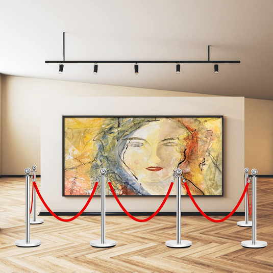 Goplus 6Pcs Stanchion Set, Round Top Polished Stainless Stanchions Posts Queue Pole - GoplusUS
