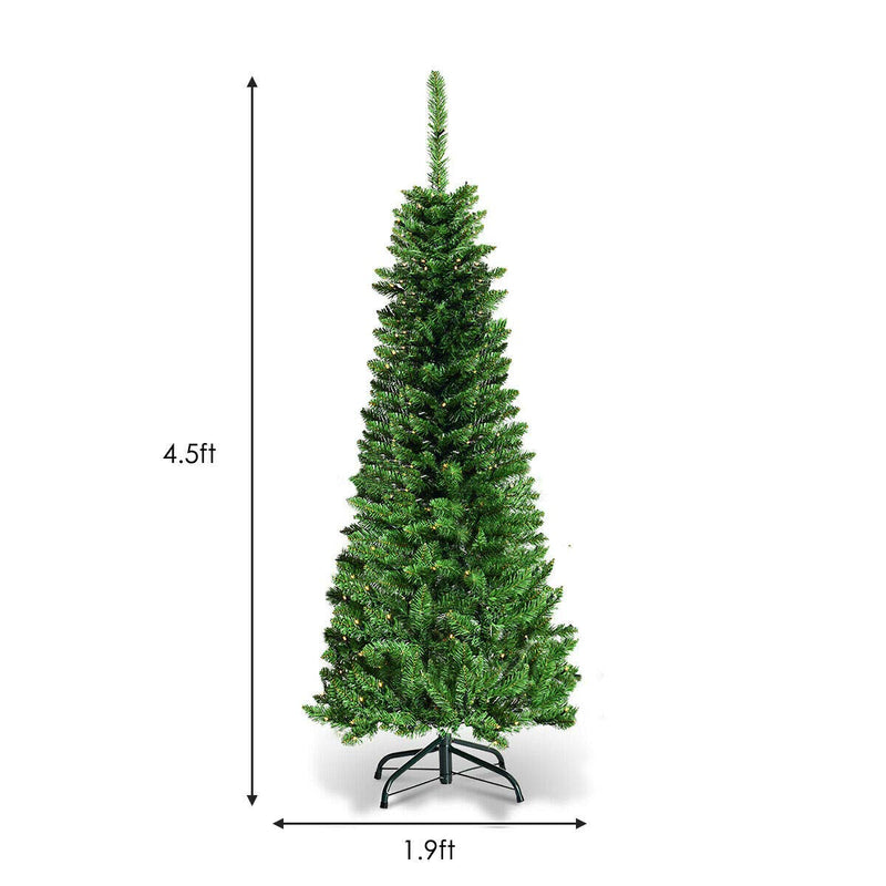 Load image into Gallery viewer, Goplus Prelit Pencil Christmas Tree, 4.5FT Premium Hinged Fir Tree - GoplusUS
