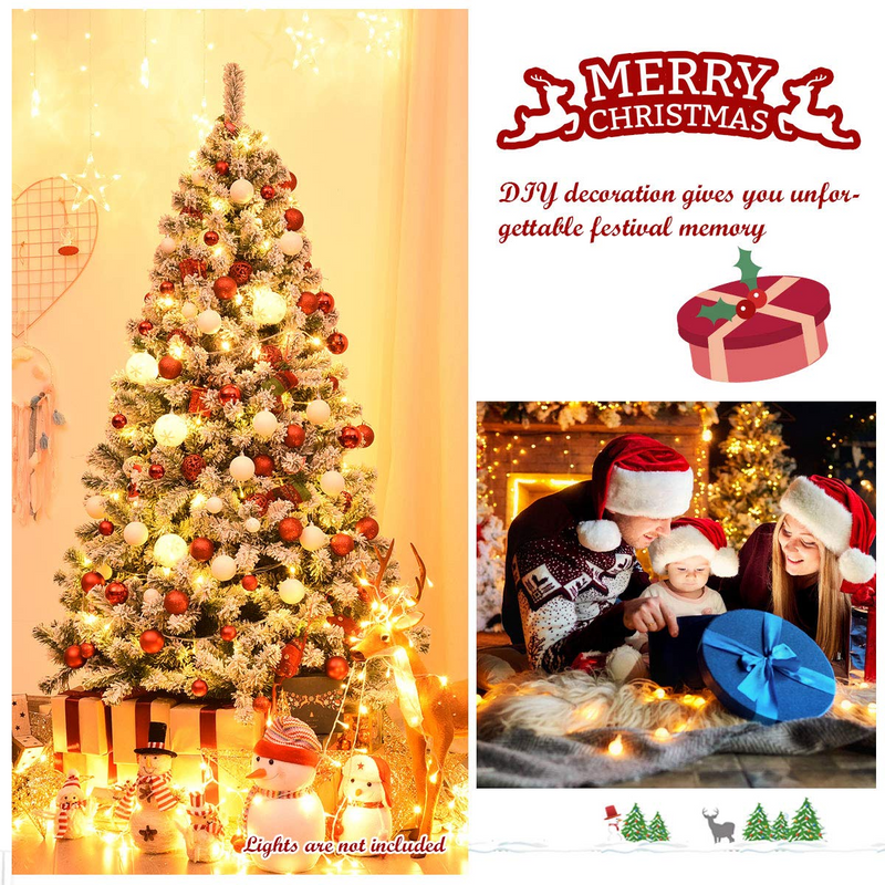 Load image into Gallery viewer, Goplus Snow Flocked Christmas Tree, Artificial Hinged Pine Tree - GoplusUS
