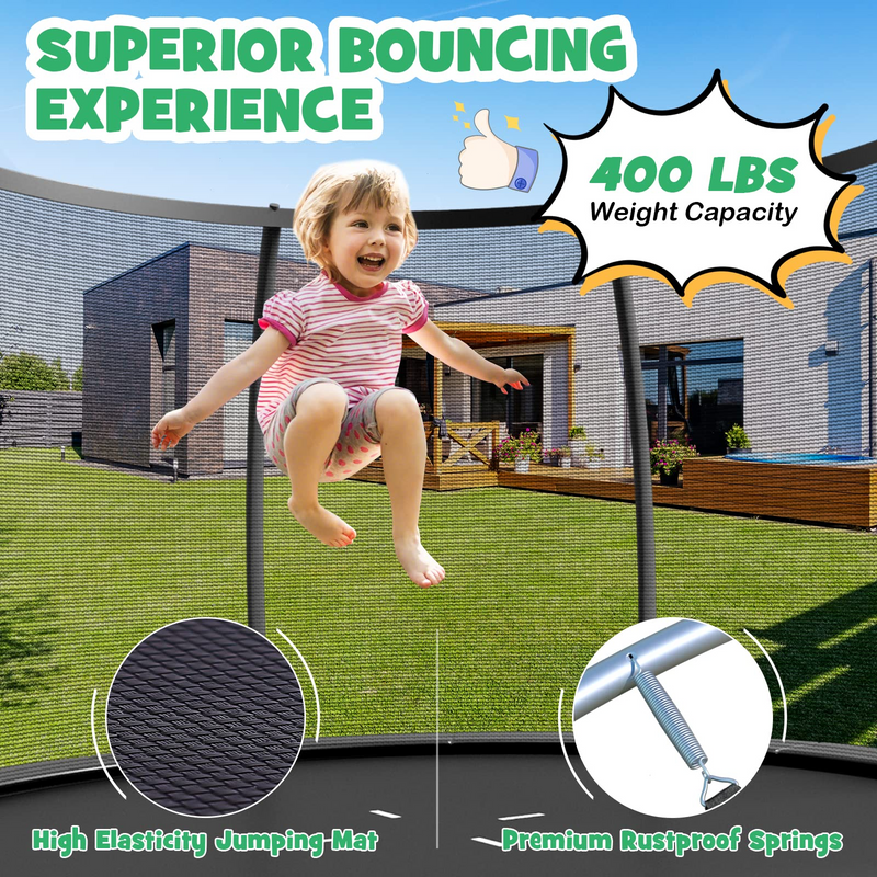 Load image into Gallery viewer, Goplus Recreational Trampolines 8FT 10FT 12FT, 400LBS Bearing Outdoor Trampoline with Enclosure - GoplusUS
