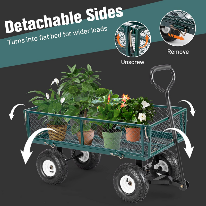 Load image into Gallery viewer, Goplus Steel Garden Cart, Outdoor Utility Wagon with Removable Sides, Heavy Duty 440LBS Capacity - GoplusUS
