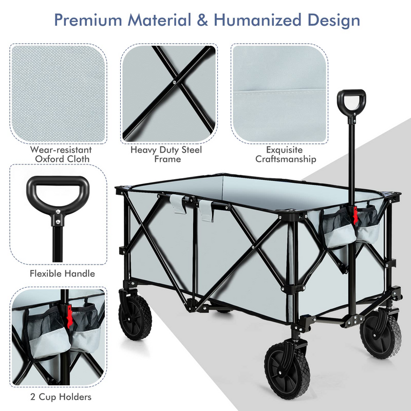 Load image into Gallery viewer, Goplus Collapsible Wagon, Folding Utility Wagon Cart w/Universal Wheels &amp; Adjustable Handle &amp; Cover Bag - GoplusUS
