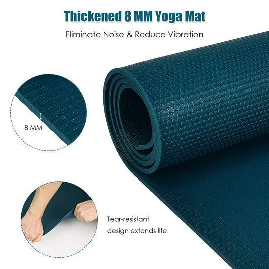 Large Yoga Mat, 7' x 5' x 8mm and 6' x 4' x 8mm with Straps - GoplusUS