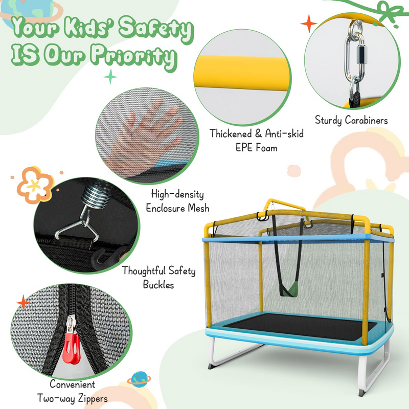 Load image into Gallery viewer, Goplus 3-in-1 6FT Kids Trampoline with Swing and Horizontal Bar, Mini Toddler Trampoline w/ Enclosure Safety Net - GoplusUS
