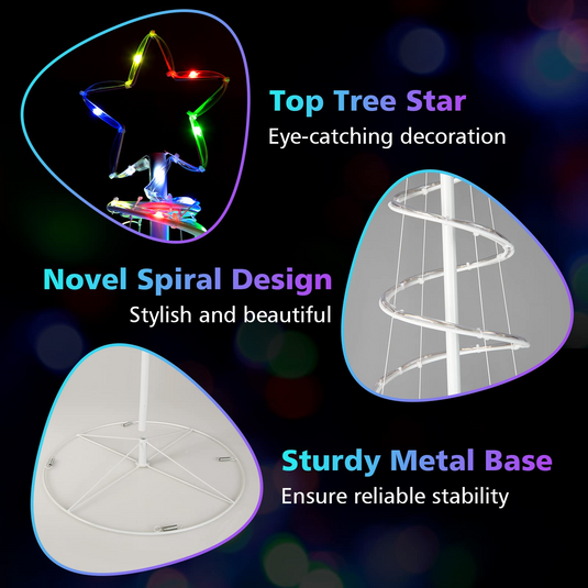 Goplus 6 FT Spiral Christmas Tree, Outdoor Led Christmas Tree with 135 LED Lights - GoplusUS
