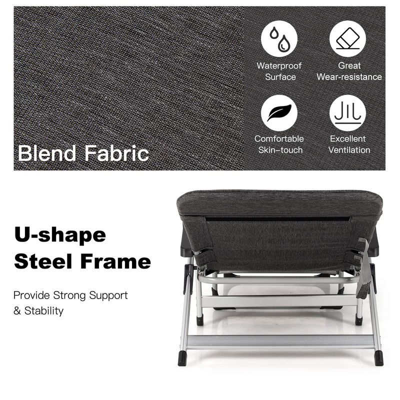 Load image into Gallery viewer, Chaise Lounge Chair, Folding Outdoor Patio Lounger with Cup Holder &amp; Detachable Headrest - GoplusUS
