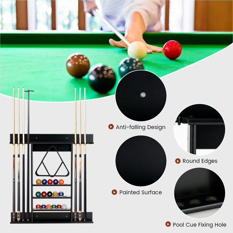 Load image into Gallery viewer, Goplus Pool Cue Rack, Wall Mounted Billiard Stick Holder, Made of Solid Pine Wood - GoplusUS
