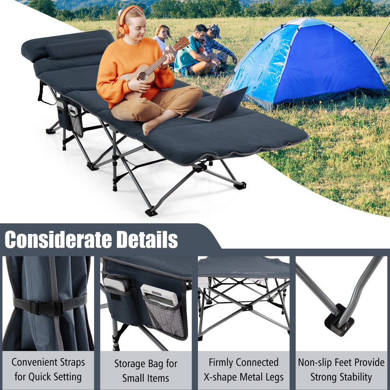 Load image into Gallery viewer, Goplus Camping Cot, Folding Camping Cot with Mattress, Pillow - GoplusUS
