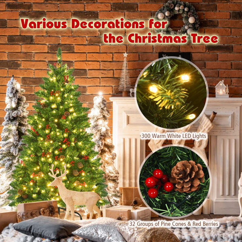 Load image into Gallery viewer, 4.5FT Pre-Lit Christmas Tree, with 516 Branch Tips, 300LED Lights - GoplusUS
