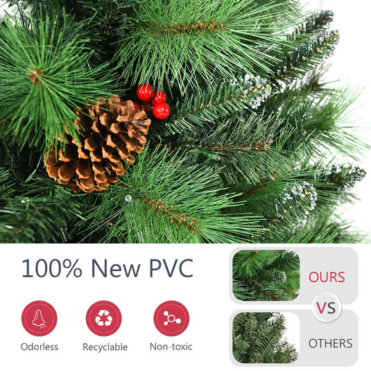 Goplus Artificial Christmas Tree with Lights, Hinged Pre-lit Xmas Tree w/ 814 PVC Tips & Pine Needles - GoplusUS