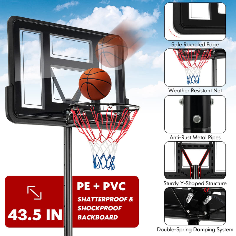 Load image into Gallery viewer, Goplus Portable Basketball Hoop Outdoor, 4.25-10FT 12-Level Height Adjustable Basketball Goal System - GoplusUS
