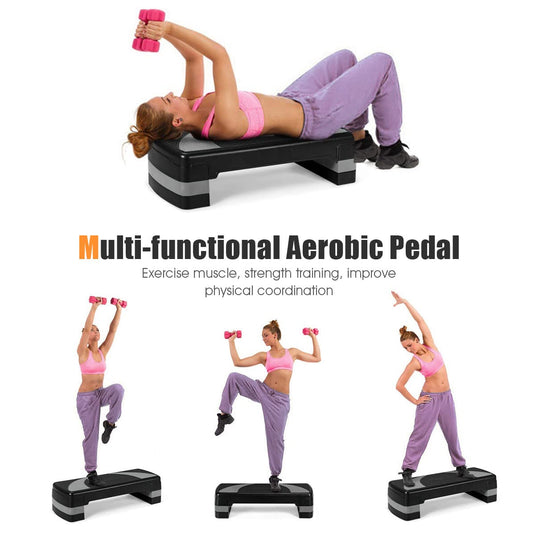 Step Deck Aerobic Exercise Step Platform With Adjustable Risers