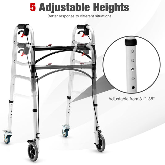 2-Button Folding Walkers for Seniors, 4-in-1 Folding Walker - Goplus