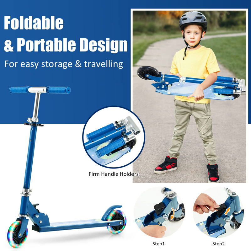 Load image into Gallery viewer, Goplus Folding Kick Scooter for Kids, 2 Light Up Flashing Wheels Scooter W/ 3 Adjustable Heights, Rear Brake System - GoplusUS
