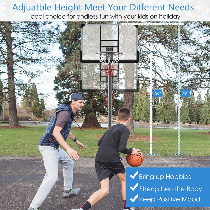 Load image into Gallery viewer, Goplus Portable Basketball Hoop Outdoor, 64&quot;-79&quot; Poolside Basketball Goal Height Adjustable
