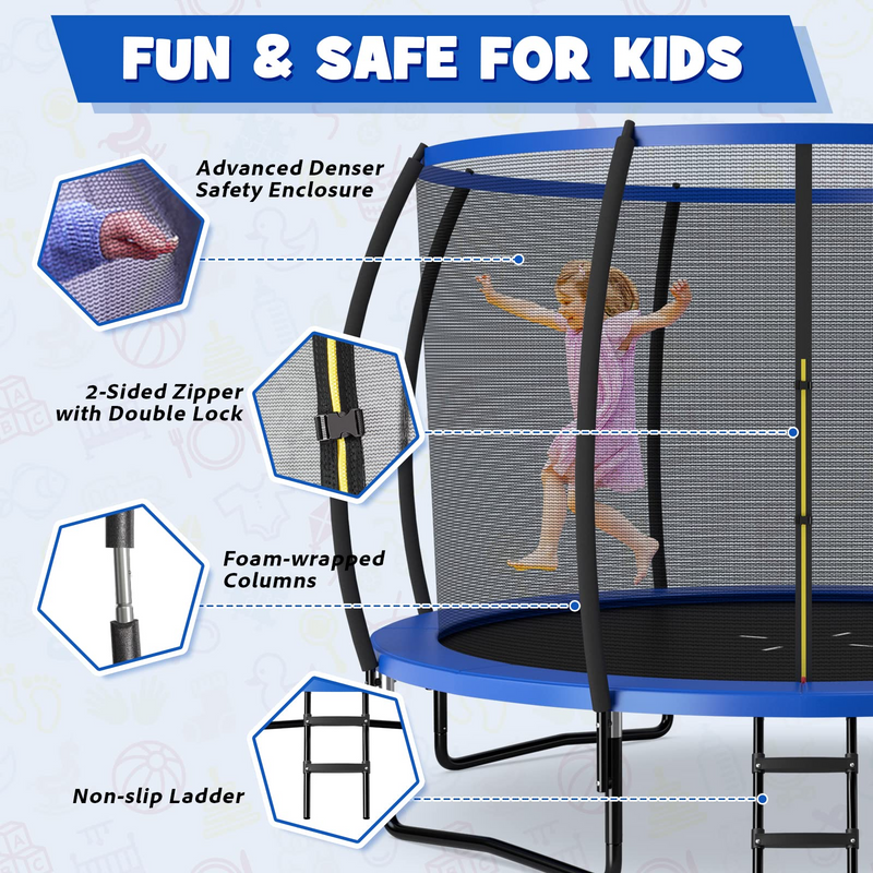 Load image into Gallery viewer, Goplus Recreational Trampolines 8FT 10FT 12FT, 400LBS Bearing Outdoor Trampoline with Enclosure - GoplusUS
