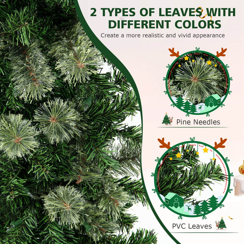Load image into Gallery viewer, Goplus 7ft Pre-Lit Half-Shape Christmas Tree, Artificial Xmas Tree W/ 403 Branch Tips - GoplusUS
