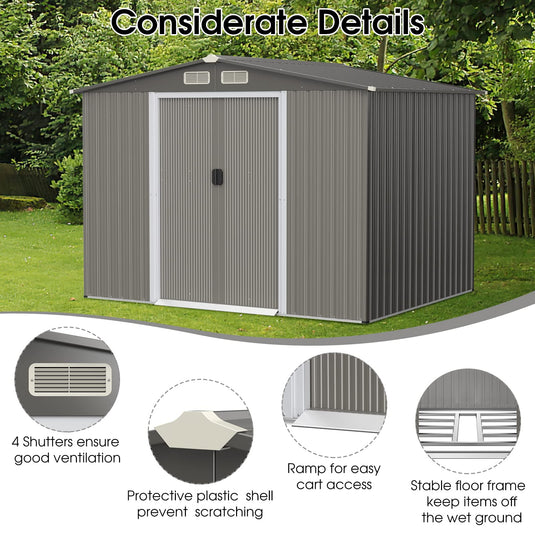 Goplus Outdoor Storage Shed, 8.5"x 6.8"x 6" Weather-Resistant Utility Tool Organizer w/Foundation