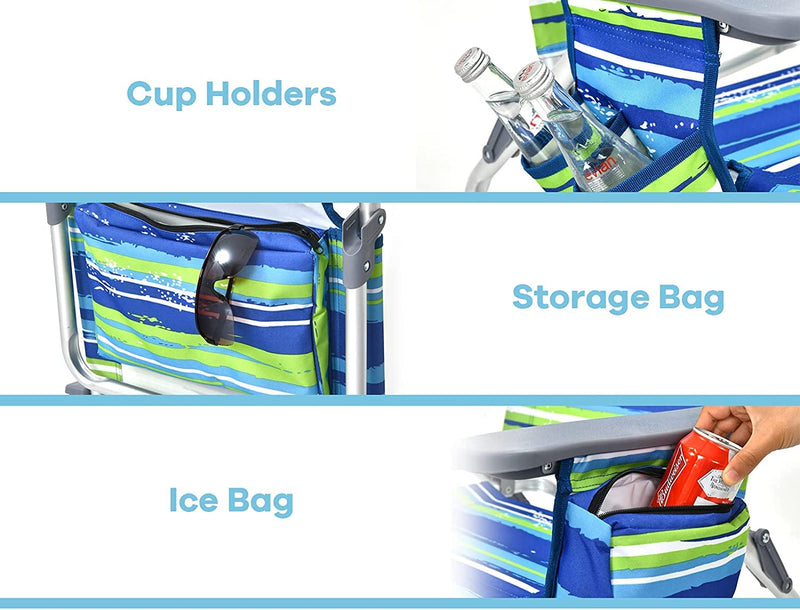 Load image into Gallery viewer, Backpack Beach Chairs, 4 Pcs Portable Camping Chairs with Cool Bag and Cup Holder - GoplusUS
