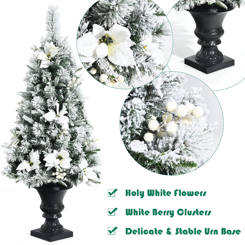 Load image into Gallery viewer, Goplus Flocked White Christmas Tree for Entrances, Pre-lit Artificial Xmas Tree w/ Warm White LED Lights - GoplusUS
