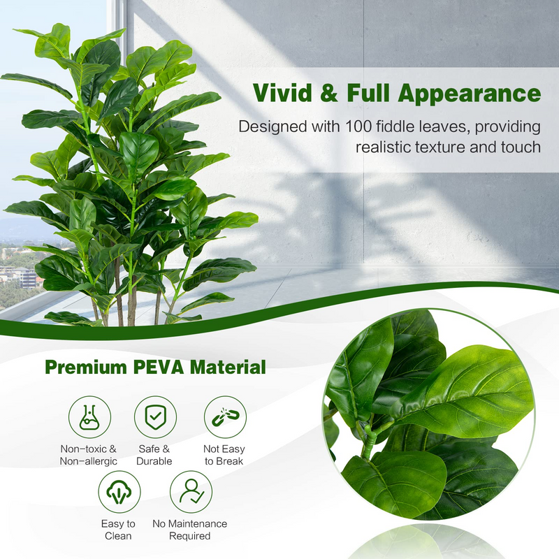 Load image into Gallery viewer, Goplus Fake Fiddle Leaf Fig Tree, 2-Pack 51&#39;&#39; Tall Artificial Tree Greenery Plants in Pots W/100 Leaves - GoplusUS
