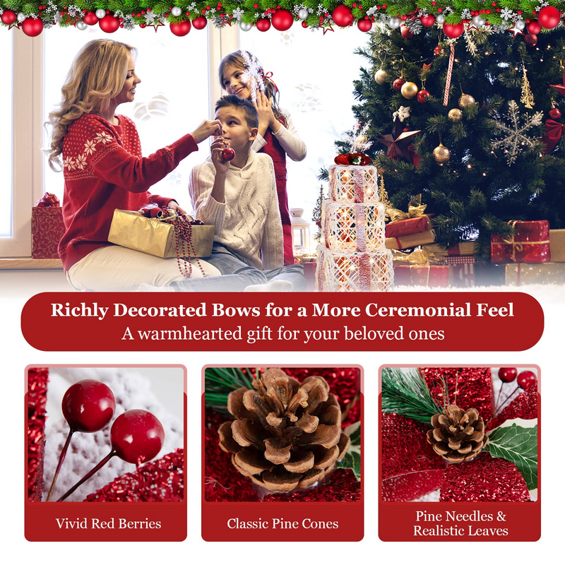 Load image into Gallery viewer, Lighted Gift Boxes Christmas Decoration, Set of 3 White Present Ornament Boxes with 60 LED Lights - GoplusUS
