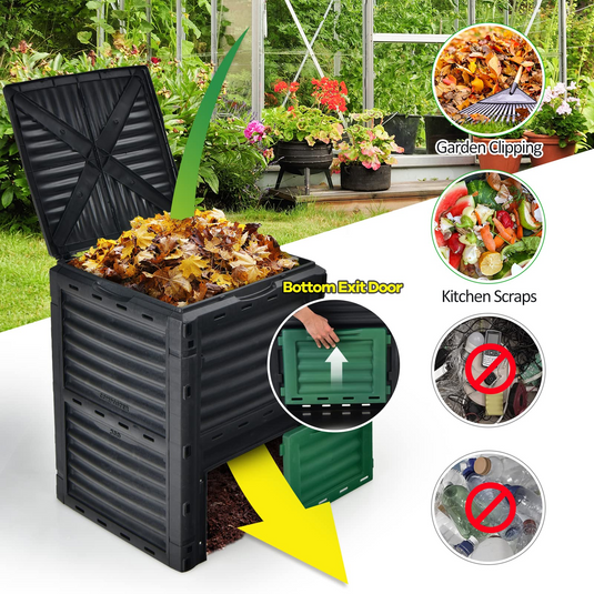 Goplus Compost Bin, 80 Gallon(300 L) Large Composting Box - GoplusUS