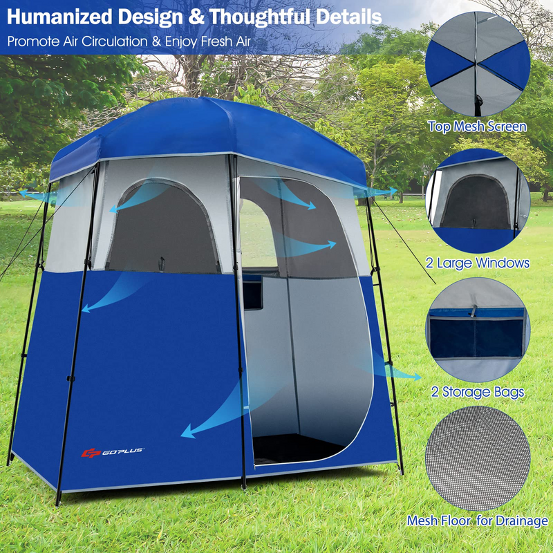 Load image into Gallery viewer, Goplus 2 Rooms Shower Tent, Oversize Outdoor Privacy Shelter Tent with Carrying Bag - GoplusUS
