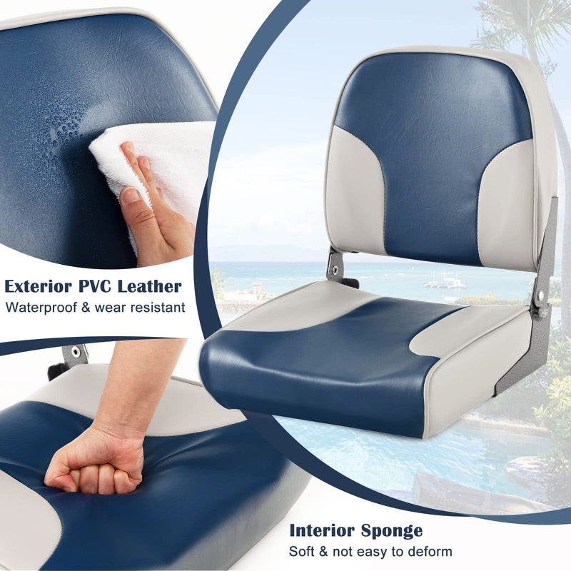 Load image into Gallery viewer, Goplus 2 Pack Low Back Boat Seat, Folding Boat Seats with Stainless Steel Screws &amp; Aluminum Hinges
