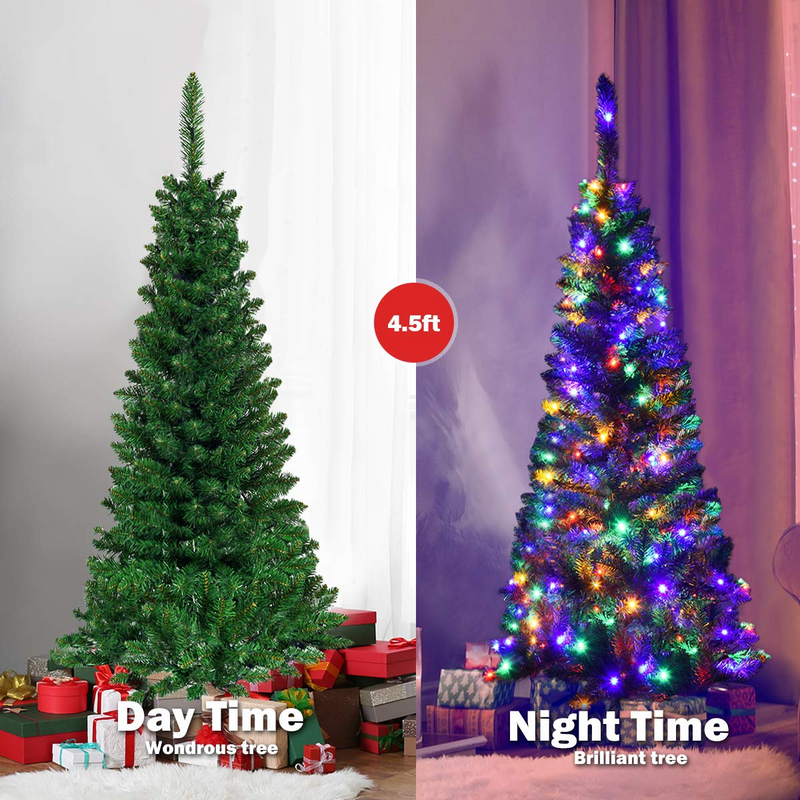 Load image into Gallery viewer, Goplus 4.5FT / 6.5FT / 7.5FT Prelit Pencil Christmas Tree, Premium Hinged Fir Tree - GoplusUS
