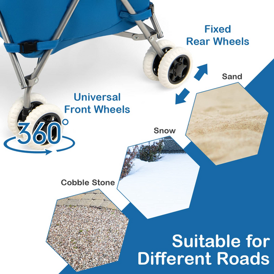 Goplus Folding Shopping Cart with Wheels, Grocery Cart with Removable Oxford Cloth Liner - GoplusUS
