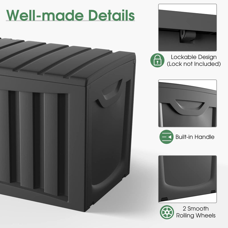 Load image into Gallery viewer, Goplus 90 Gallon Deck Box, Outdoor Resin Storage Box with Lockable Lid for for Cushions &amp; Patio Furniture - GoplusUS
