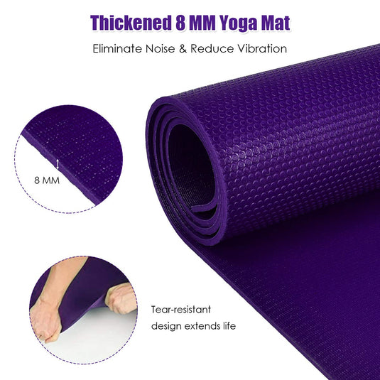 Large Yoga Mat, 7' x 5' x 8mm and 6' x 4' x 8mm with Straps - GoplusUS