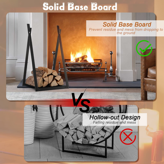 Goplus 16" Triangle Firewood Rack, Outdoor Small Decorative Firewood Holder with Raised Base - GoplusUS