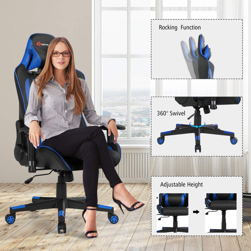 Load image into Gallery viewer, Goplus Gaming Desk &amp; Chair Combo Set, Racing Style Home Office Gamer Workstation w/Massage Lumbar Support &amp; Headrest - GoplusUS
