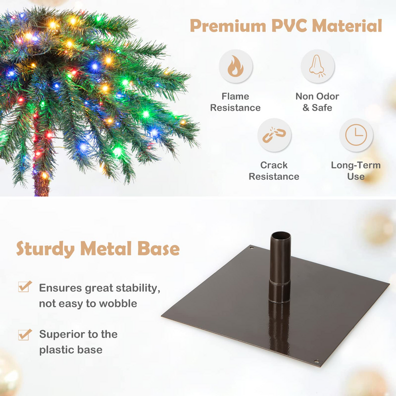 Load image into Gallery viewer, Goplus 6 FT Pre-Lit Artificial Christmas Tree, Lighted Xmas Palm Tree W/ 210 Multi-Color LED Lights - GoplusUS
