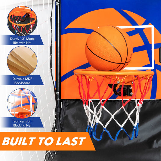 Goplus Foldable Indoor Basketball Arcade Game, Electronic Basketball Single Shootout Games Machine with 3 Balls - GoplusUS