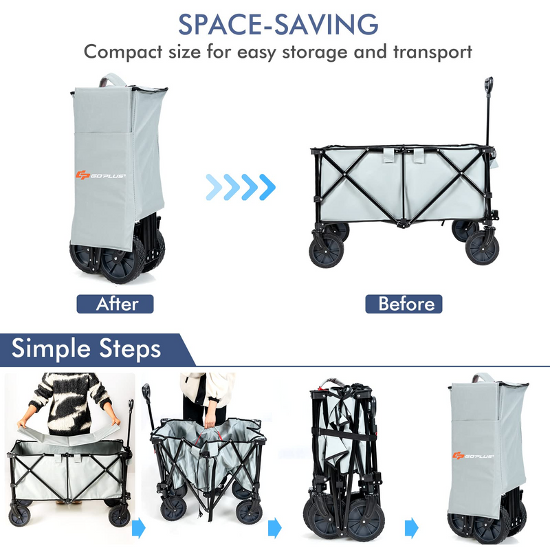 Load image into Gallery viewer, Goplus Collapsible Wagon, Folding Utility Wagon Cart w/Universal Wheels &amp; Adjustable Handle &amp; Cover Bag - GoplusUS
