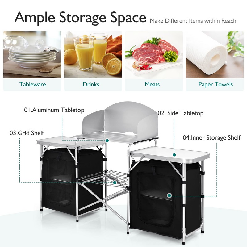 Load image into Gallery viewer, Goplus Folding Camping Kitchen Table with Storage - GoplusUS

