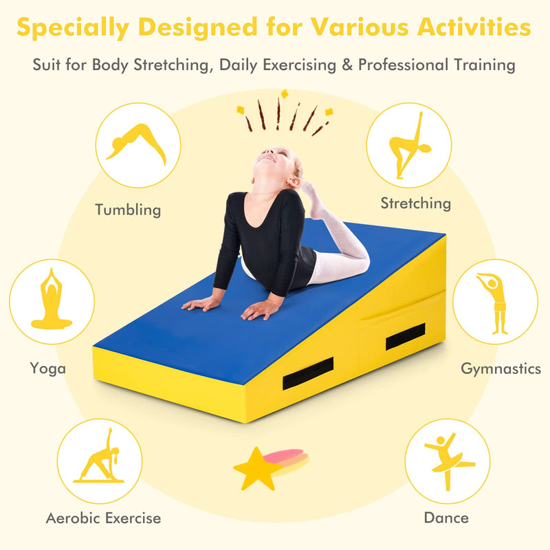 Load image into Gallery viewer, Goplus Gymnastics Mat, Incline Wedge Ramp w/Carrying Handles for Tumbling Aerobic Exercise Home and Gym
