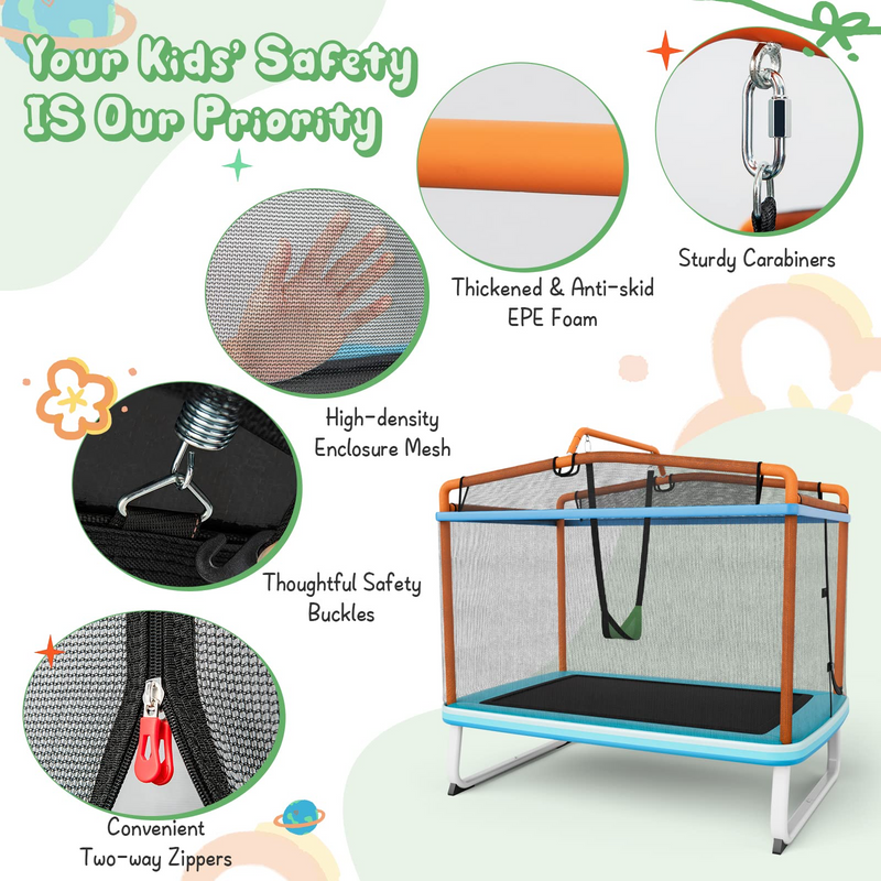 Load image into Gallery viewer, Goplus 3-in-1 6FT Kids Trampoline with Swing and Horizontal Bar, Mini Toddler Trampoline w/ Enclosure Safety Net - GoplusUS

