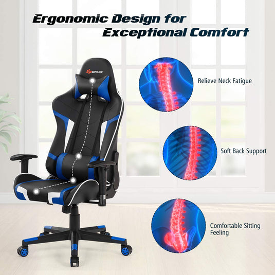 Goplus Gaming Desk & Chair Combo Set, Racing Style X Shaped E-Sport Gamer Desk & PVC Computer Chair - GoplusUS