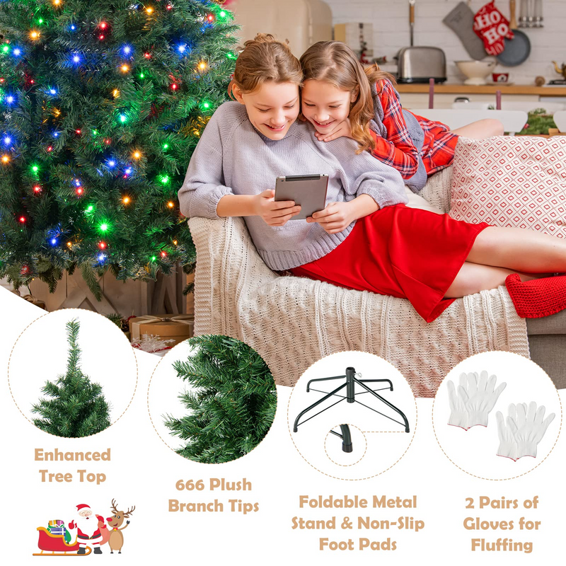 Load image into Gallery viewer, Goplus 6ft Artificial Pre-Lit Christmas Tree, Hinged Full Xmas Tree with 260 Multi-Color LED Lights - GoplusUS
