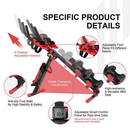 4 in 1 Folding Rowing Machine, AB Crunch Workout Machine w/3-Level Angle & Adjustable Tension - GoplusUS