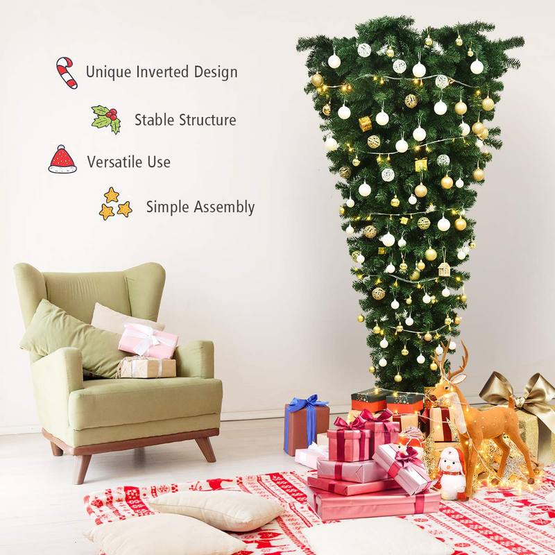 Load image into Gallery viewer, Goplus 7FT Upside Down Tree, Artificial Christmas Tree with Metal Stand - GoplusUS
