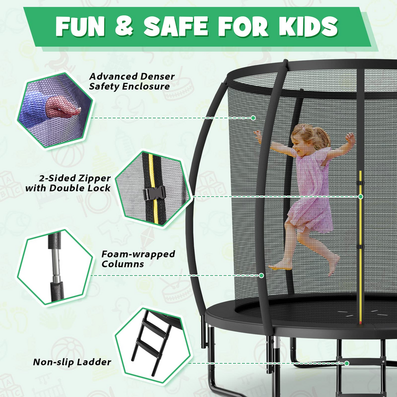 Load image into Gallery viewer, Goplus Recreational Trampolines 8FT 10FT 12FT, 400LBS Bearing Outdoor Trampoline with Enclosure - GoplusUS
